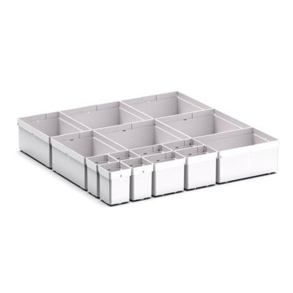 CUBIO PLASTIC BOX DIVIDER KIT 15SET. WxDxH: 525x525x100+ mm GREY