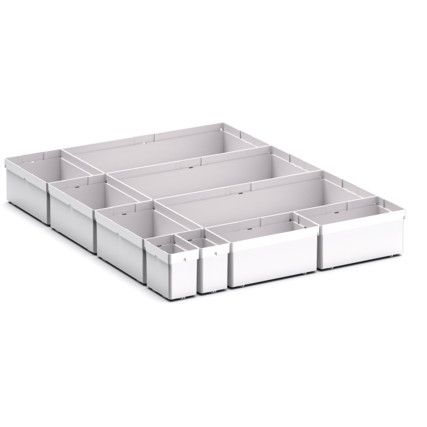 CUBIO PLASTIC BOX DIVIDER KIT 10SET. WxDxH: 525x650x100+ mm GREY