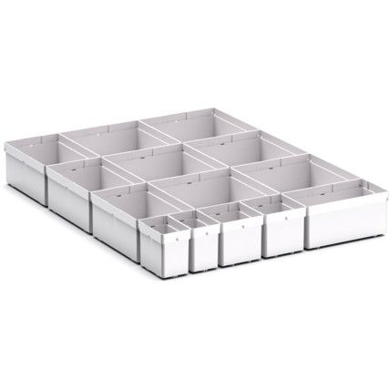 CUBIO PLASTIC BOX DIVIDER KIT 14SET. WxDxH: 525x650x100+ mm GREY