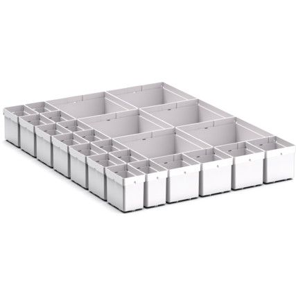 CUBIO PLASTIC BOX DIVIDER KIT 24SET. WxDxH: 525x650x100+ mm GREY