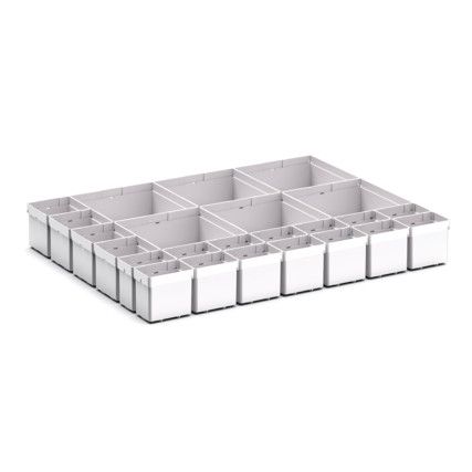 CUBIO PLASTIC BOX DIVIDER KIT 24SET. WxDxH: 650x525x100+ mm GREY