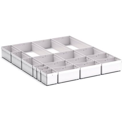 CUBIO PLASTIC BOX DIVIDER KIT 18SET. WxDxH: 650x750x100+ mm GREY