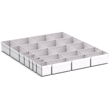 CUBIO PLASTIC BOX DIVIDER KIT 22SET. WxDxH: 650x750x100+ mm GREY