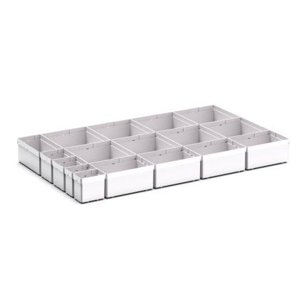 CUBIO PLASTIC BOX DIVIDER KIT 17SET. WxDxH: 800x525x100+ mm GREY