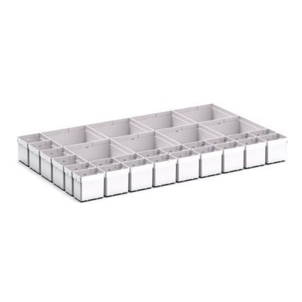 CUBIO PLASTIC BOX DIVIDER KIT 30SET. WxDxH: 800x525x100+ mm GREY