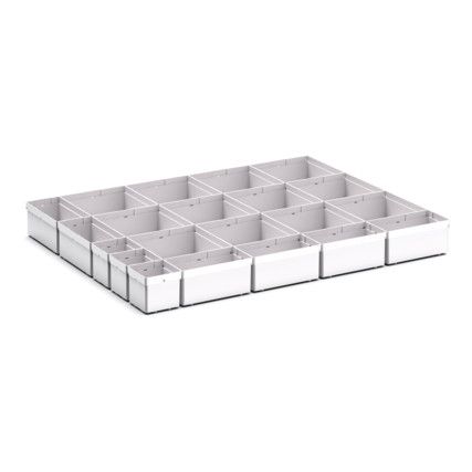 CUBIO PLASTIC BOX DIVIDER KIT 21SET. WxDxH: 800x650x100+ mm GREY