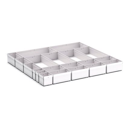 CUBIO PLASTIC BOX DIVIDER KIT 20SET. WxDxH: 800x750x100+ mm GREY