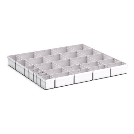 CUBIO PLASTIC BOX DIVIDER KIT 27SET. WxDxH: 800x750x100+ mm GREY