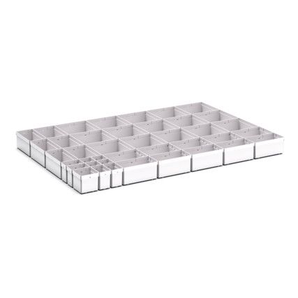 CUBIO PLASTIC BOX DIVIDER KIT 40 SET. WxDxH: 1050x750x100+ mm GREY