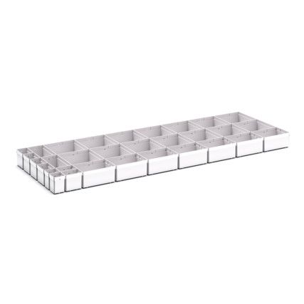 CUBIO PLASTIC BOX DIVIDER KIT 31 SET. WxDxH: 1300x525x100+ mm GREY