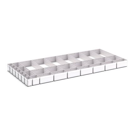 CUBIO PLASTIC BOX DIVIDER KIT 32 SET. WxDxH: 1300x650x100+ mm GREY