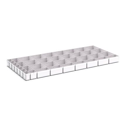 CUBIO PLASTIC BOX DIVIDER KIT 39 SET. WxDxH: 1300x650x100+ mm GREY