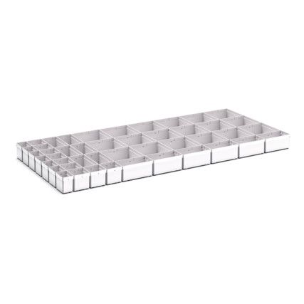 CUBIO PLASTIC BOX DIVIDER KIT 46 SET. WxDxH: 1300x650x100+ mm GREY