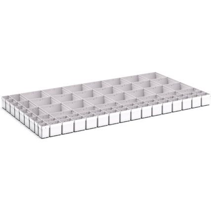 CUBIO PLASTIC BOX DIVIDER KIT 71 SET. WxDxH: 1300x750x100+ mm GREY