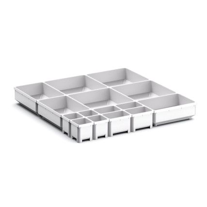 CUBIO PLASTIC BOX DIVIDER KIT 15SET. WxDxH: 525x525x75mm GREY