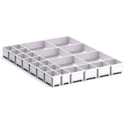 CUBIO PLASTIC BOX DIVIDER KIT 24SET. WxDxH: 525x650x75mm GREY