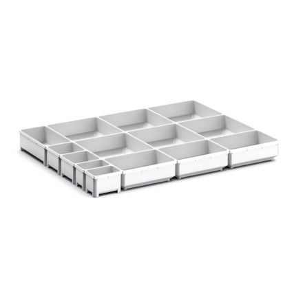 CUBIO PLASTIC BOX DIVIDER KIT 14SET. WxDxH: 650x525x75mm GREY