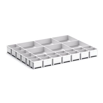 CUBIO PLASTIC BOX DIVIDER KIT 24SET. WxDxH: 650x525x75mm GREY