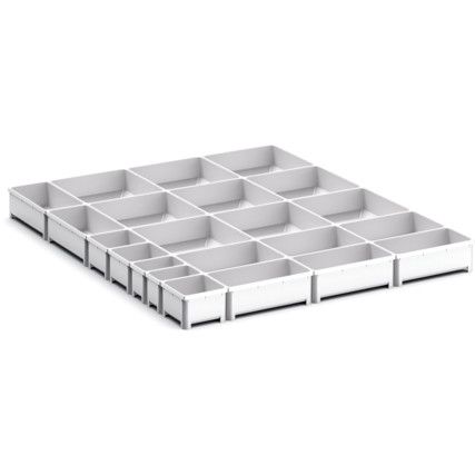 CUBIO PLASTIC BOX DIVIDER KIT 22SET. WxDxH: 650x750x75mm GREY