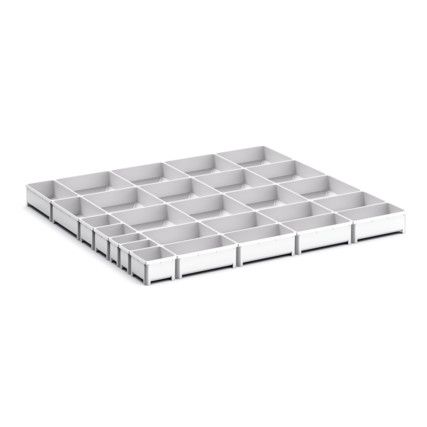 CUBIO PLASTIC BOX DIVIDER KIT 27SET. WxDxH: 800x750x75mm GREY