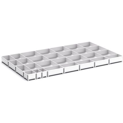 CUBIO PLASTIC BOX DIVIDER KIT 29SET. WxDxH: 1050x650x75mm GREY