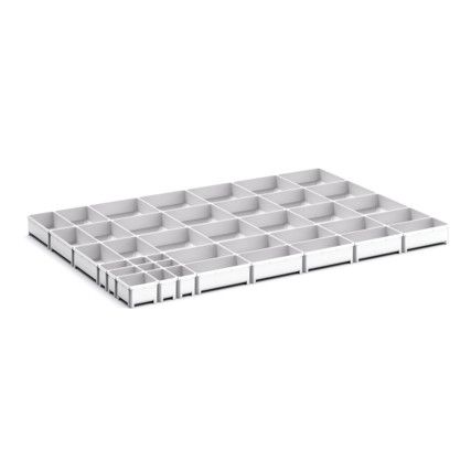 CUBIO PLASTIC BOX DIVIDER KIT 40SET. WxDxH: 1050x750x75mm GREY