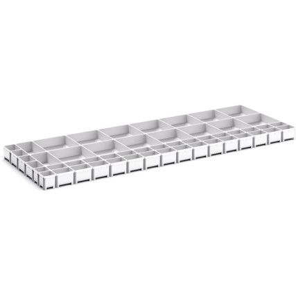 CUBIO PLASTIC BOX DIVIDER KIT 52SET. WxDxH: 1300x525x75+ mm GREY