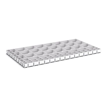 CUBIO PLASTIC BOX DIVIDER KIT 71SET. WxDxH: 1300x750x75mm GREY