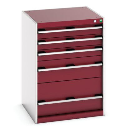 CUBIO CABINET 5 DRAWERS WxDxH:650x650x900mm RED