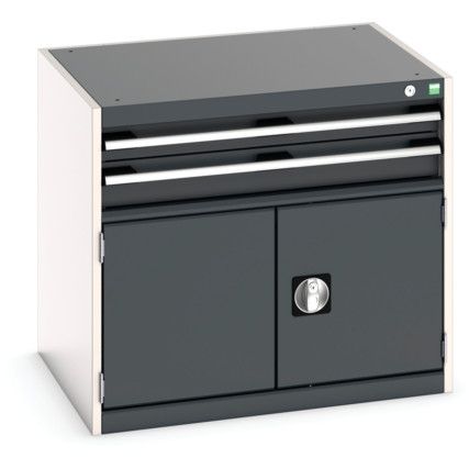 CUBIO DRW/DOOR CABINET 2 DRAWERS HD WxDxH: 800x650x700mm DARK GREY