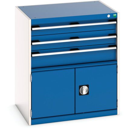 CUBIO DRW/DOOR CABINET 3 DRAWERS HD WxDxH: 800x650x900mm BLUE