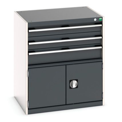 CUBIO DRW/DOOR CABINET 3 DRAWERS HD WxDxH: 800x650x900mm DARK GREY