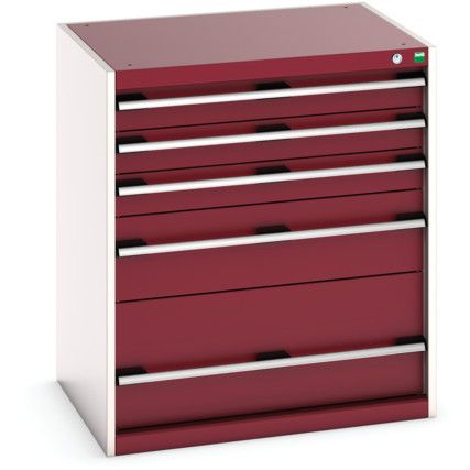 CUBIO CABINET 5 DRAWERS WxDxH:800x650x900mm RED