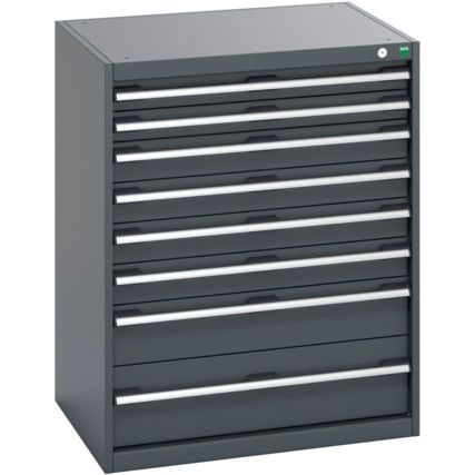 CUBIO CABINET 8 DRAWERS HD WxDxH:800x650x1000mm ALL DARK GREY