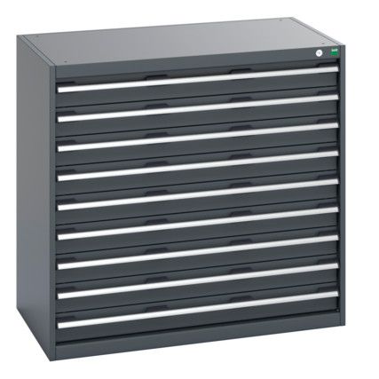 CUBIO CABINET 9 DRAWERS HD WxDxH:1050x650x1000mm ALL DARK GREY