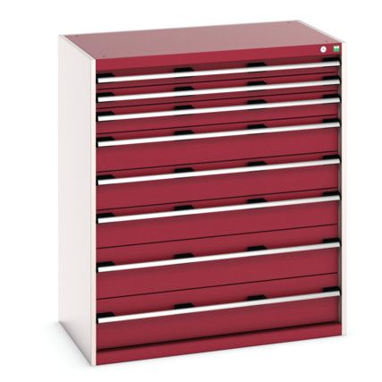 CUBIO CABINET 8 DRAWERS HD WxDxH:1050x650x1200mm RED