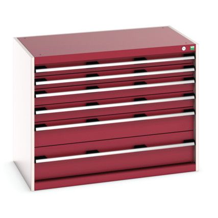 CUBIO CABINET 6 DRAWERS HD WxDxH:1050x650x800mm RED