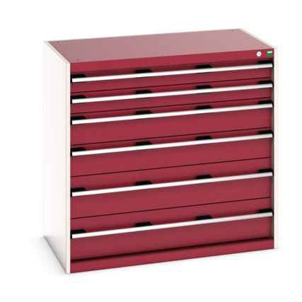 CUBIO CABINET 6 DRAWERS HD WxDxH:1050x650x1000mm RED