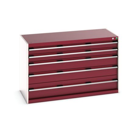 CUBIO CABINET 5 DRAWERS HD WxDxH:1300x650x800mm RED