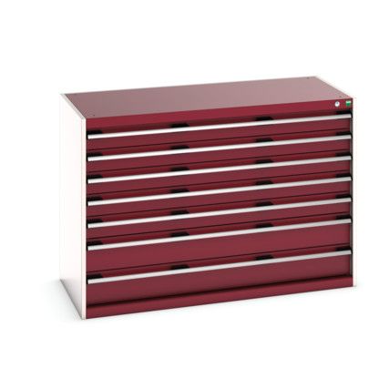 CUBIO CABINET 7 DRAWERS HD WxDxH:1300x650x900mm RED