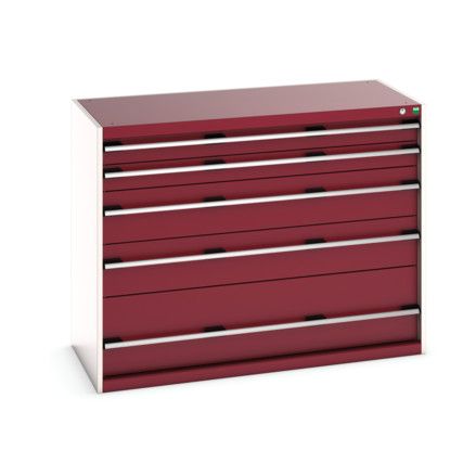 CUBIO CABINET 5 DRAWERS HD WxDxH:1300x650x1000mm RED