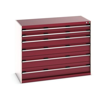 CUBIO CABINET 6 DRAWERS HD WxDxH:1300x650x1000mm RED