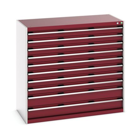 CUBIO CABINET 10 DRAWERS HDWxDxH: 1300x650x1200mm RED