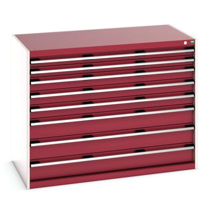 CUBIO CABINET 8 DRAWERS HD WxDxH:1300x650x1000mm RED