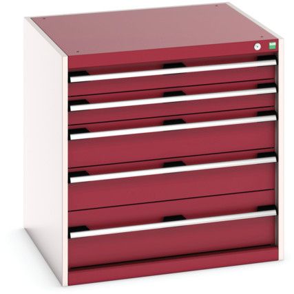 CUBIO CABINET 5 DRAWERS HD WxDxH:800x750x800mm RED