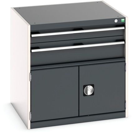 CUBIO DRW/DOOR CABINET 2 DRAWERS HD WxDxH: 800x750x800mm DARK GREY