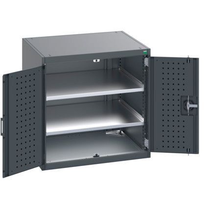 CUBIO CUPBOARD 2 SHELF WxDxH:800x750x800mm ALL DARK GREY