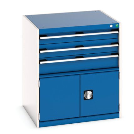 CUBIO DRW/DOOR CABINET 3 DRAWERS HD WxDxH: 800x750x900mm BLUE