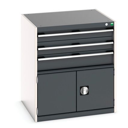 CUBIO DRW/DOOR CABINET 3 DRAWERS HD WxDxH: 800x750x900mm DARK GREY