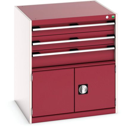 CUBIO DRW/DOOR CABINET 3 DRAWERS HD WxDxH: 800x750x900mm RED